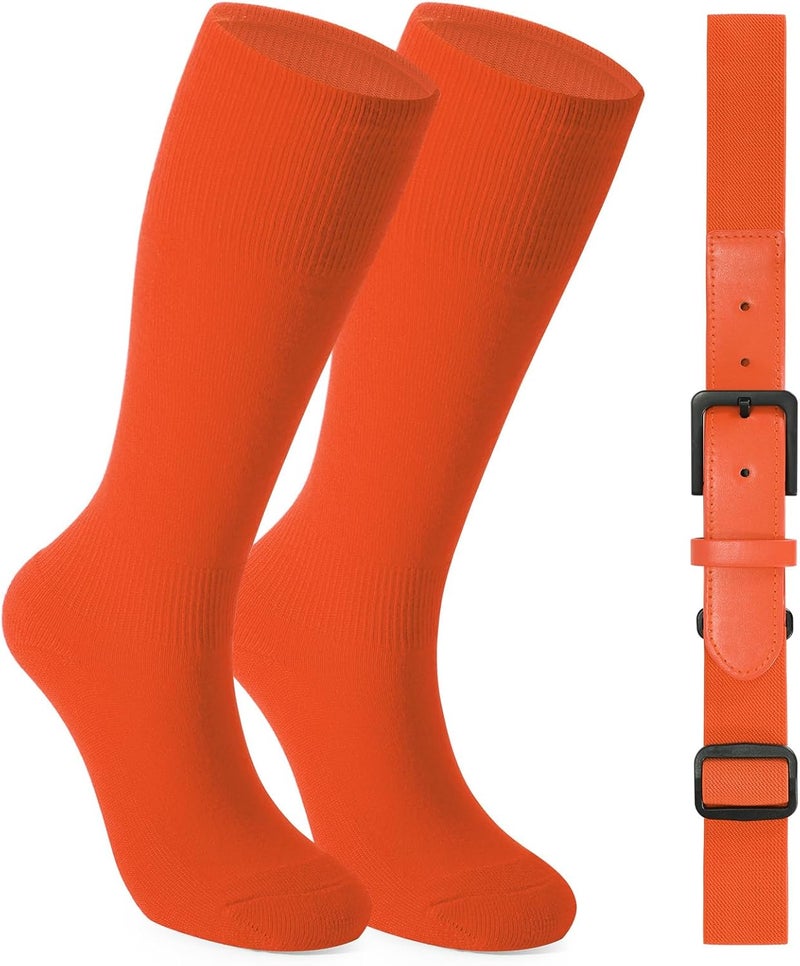 Werforu Baseball Socks and Non-Metal Nickel-Free Belt-Adjustable Belt with Non-allergic Plastic Buckle Softball Socks for kid - Image 1